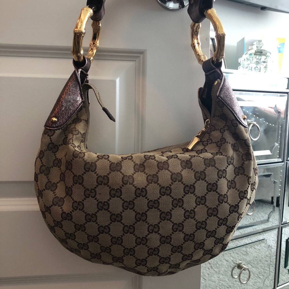 Gucci Brown and Gold Hobo Bag